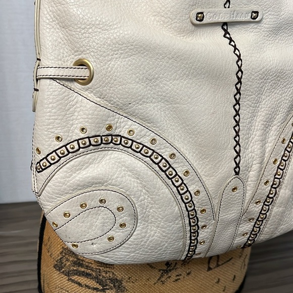 COLE HAAN CREAMY IVORY VILLAGE GROMMET HOBO SHOULDER BAG - Picture 7 of 17
